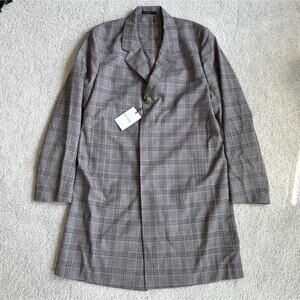 Paul Smith Mens SB Overcoat Grey Pink Plaid Wool Lightweight Jacket 42 NEW Coat